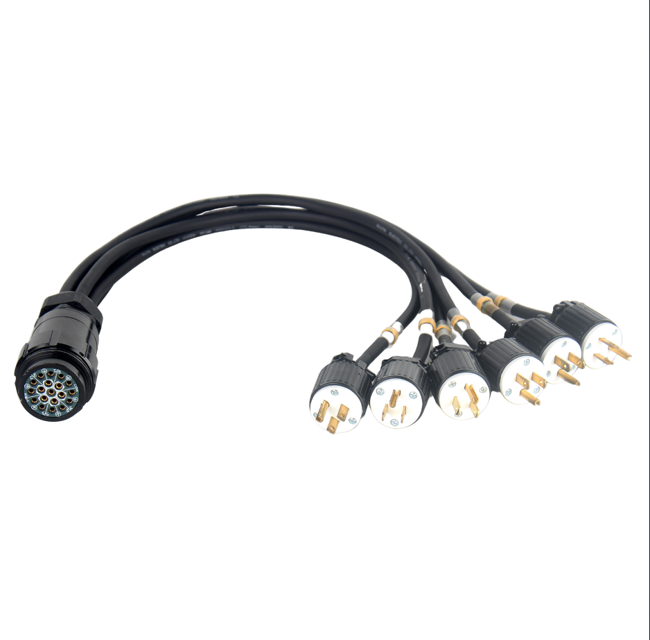 HYPERCORD 3ft 19Pin Female Socapex LSC-19 to 6x Male Edison Breakin Cable
